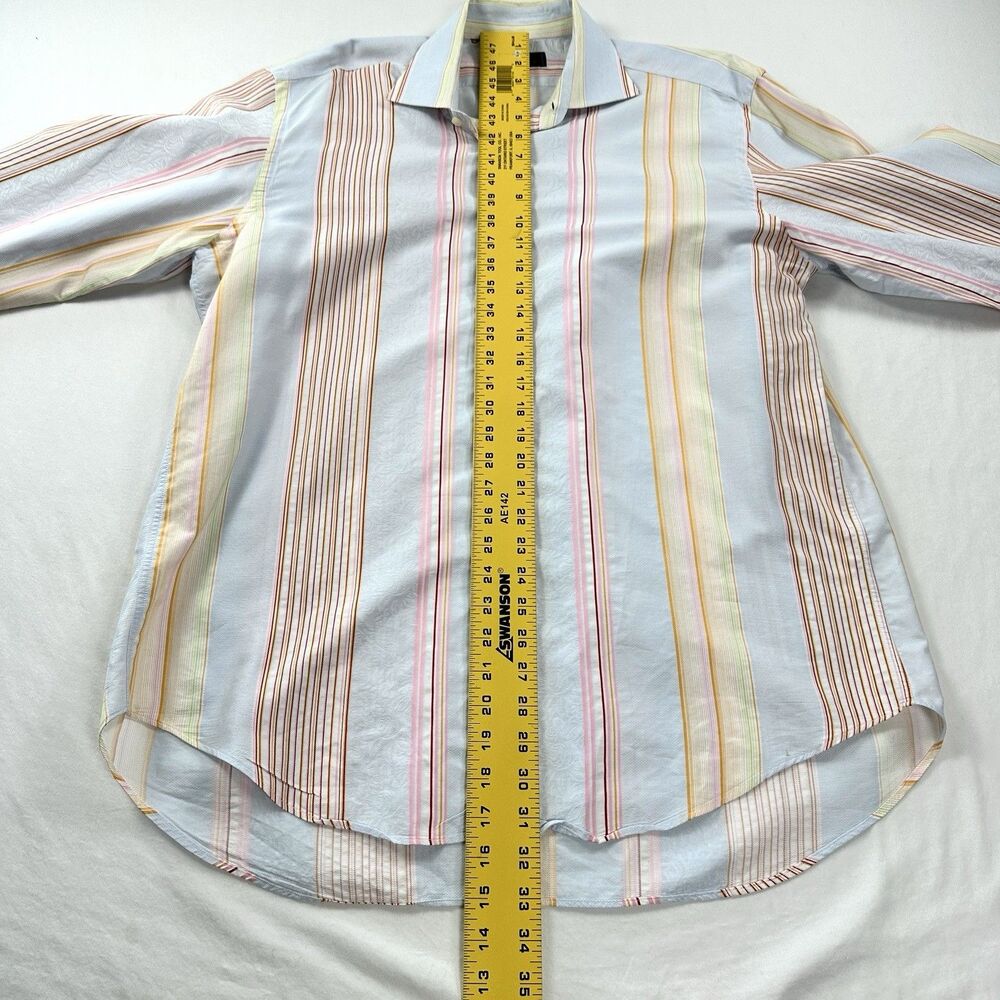 Etro Shirt Mens Size 43 Striped Button Up Cotton Quiet Luxury Made in Italy - Picture 10 of 11
